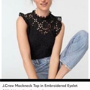 Mockneck top in embroidered eyelet